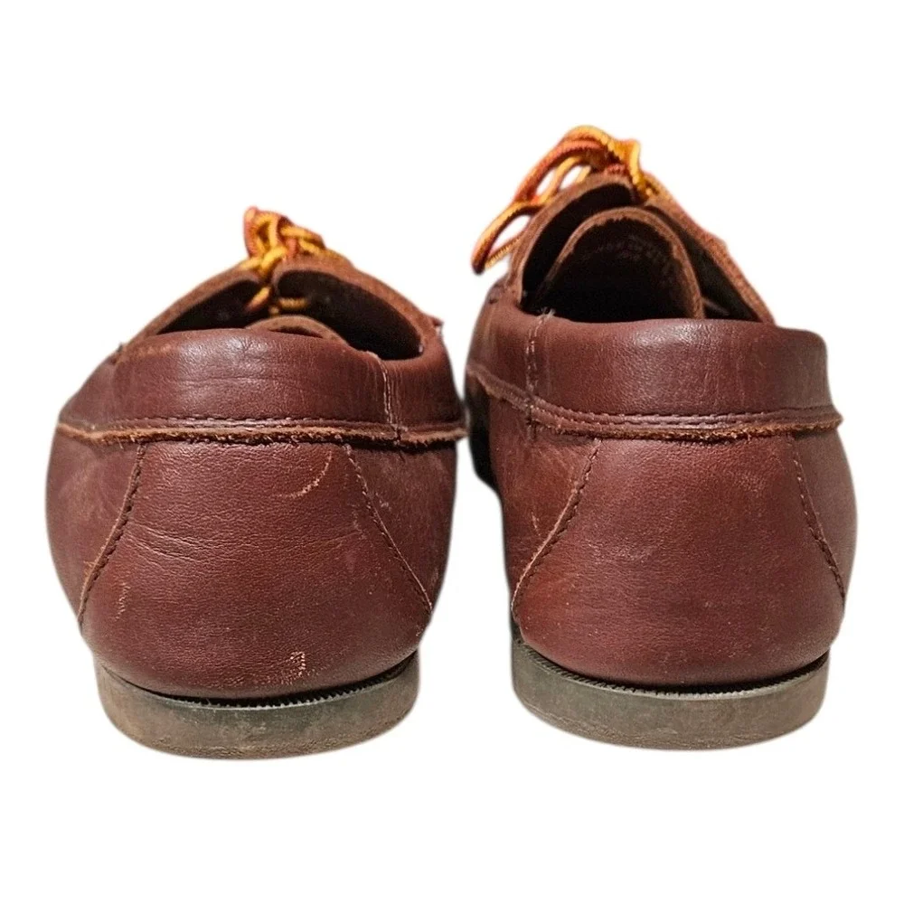 LL Bean Mens Brown Leather Boat Shoes Moc Toe Loafers 8 EE Wide Dress Casual